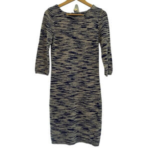 Alice + Olivia Sweater Dress Women's Med Blue White Knit 3/4 Sleeve‎ Lined